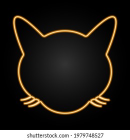 Cat silhouette, neon sign, modern glowing banner design, colorful modern design trends on black background. Vector illustration.