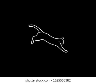 Cat Silhouette on Black Background. Isolated Vector Animal Template for Logo Company, Icon, Symbol etc