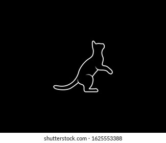 Cat Silhouette on Black Background. Isolated Vector Animal Template for Logo Company, Icon, Symbol etc