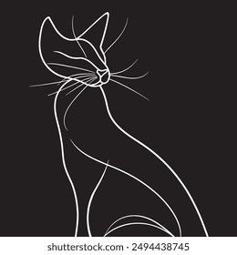 Cat silhouette on a black background. Vector illustration for your design