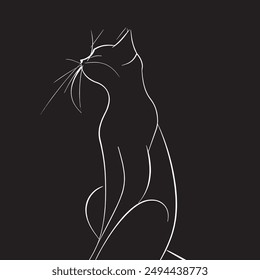 Cat silhouette on a black background. Vector illustration for your design