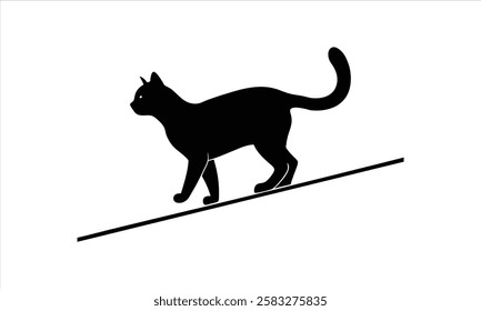 Cat Silhouette On a Line Now