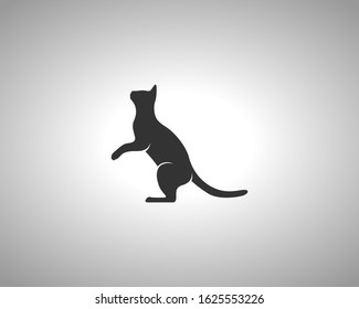 Cat Silhouette on White Background. Isolated Vector Animal Template for Logo Company, Icon, Symbol etc