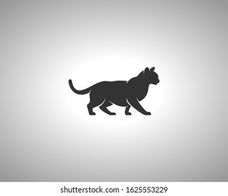 Cat Silhouette on White Background. Isolated Vector Animal Template for Logo Company, Icon, Symbol etc
