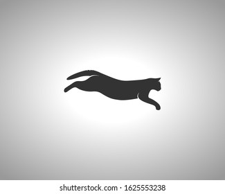 Cat Silhouette on White Background. Isolated Vector Animal Template for Logo Company, Icon, Symbol etc