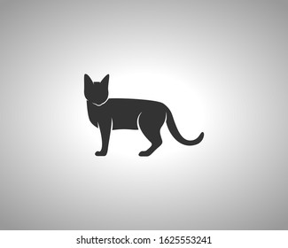 Cat Silhouette on White Background. Isolated Vector Animal Template for Logo Company, Icon, Symbol etc