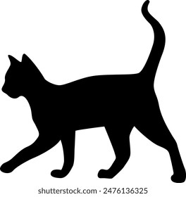 Cat silhouette on white background. Vector Illustration.