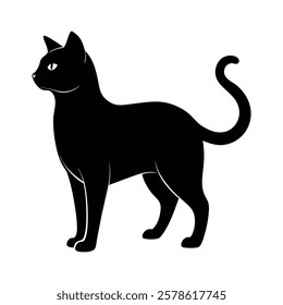 cat silhouette on white background