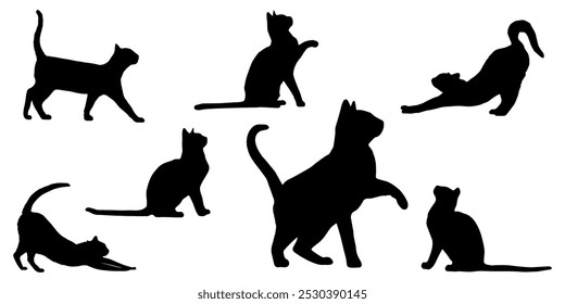 Cat silhouette pose vector design