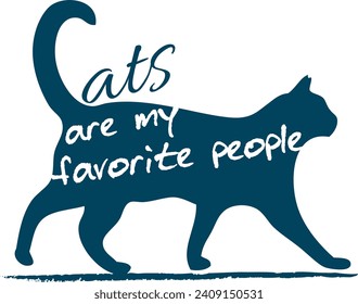 Cat Silhouette with a Quote in Calligraphy svg