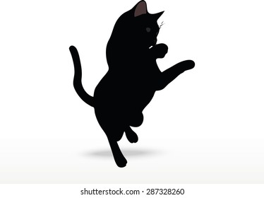 cat silhouette in Reach pose isolated on white background
