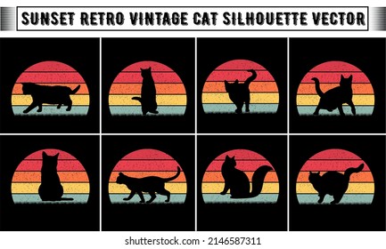Cat Silhouette Retro Vintage Background