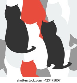 Cat silhouette seamless pattern. Can be used for pattern fills, banner, card and other design projects.