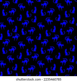 cat silhouette seamless pattern, vector graphic