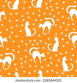 cat silhouette seamless pattern, vector graphic