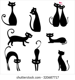 Cat silhouette set
