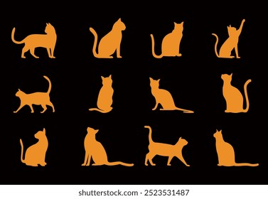 Katze Silhouette Set, Tiersilhouette, Vektorgrafik