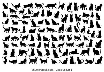 Cat Silhouette Set Collections Cat Shadow Bundle