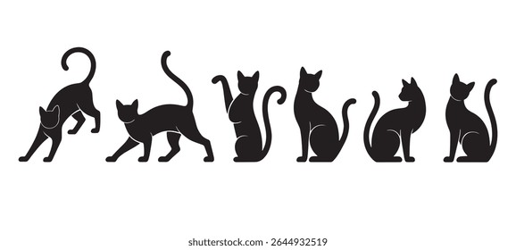 Cat silhouette set design in isolated on white background