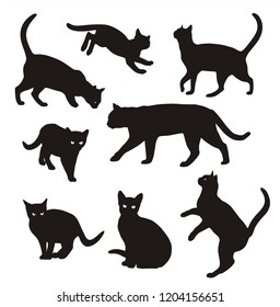 Cat silhouette set Isolated On White Background