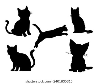 cat silhouette set isolated vector illustration.