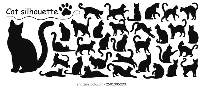 Cat silhouette set. Vector illustration