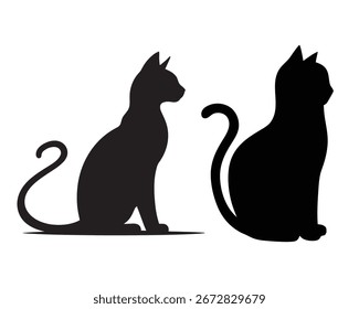 Silueta del gato Sentado eps vector Minimalis