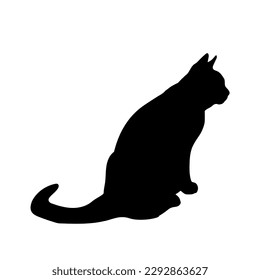 cat silhouette, sitting side view vector,breeds, pet, animals cat.
