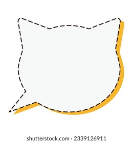 Cat silhouette speech bubble, dotted line, vector material.