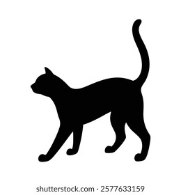 Cat Silhouette Stretching Vector Art.