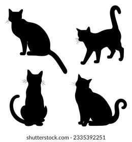 Cat silhouette symbol icon set. Vector illustration