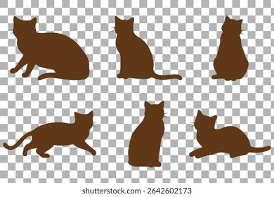 cat silhouette in various poses. cat silhouette in vector illustration .