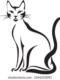 Cat silhouette vector art illustratation on a white background