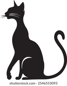 Cat silhouette vector art illustratation on a white background