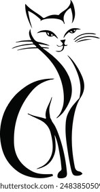 Ilustración de Arte vectorial de silueta de gato.