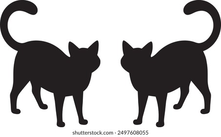 Cat silhouette vector art illustration. black silhouette Cat