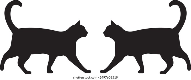 Cat silhouette vector art illustration. black silhouette Cat