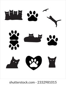 Cat Silhouette Vector Black Cat Vector 