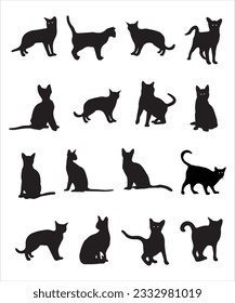 Cat Silhouette Vector Black Cat Vector 