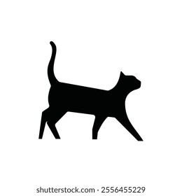 Cat silhouette Vector. black cat, vector icon, silhouette. Silhouette Cat vector logo design. Vector cat silhouette view side, Isolated on a white background