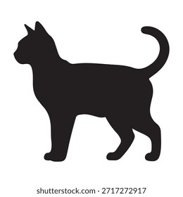 Vetor de Silhueta de Gato Ícone Preto em Pé Design de Perfil