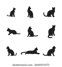 Cat Silhouette Vector | Black Cat Outline | Minimal Feline Design
