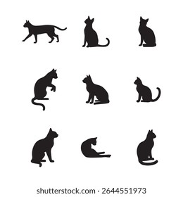 Cat Silhouette Vector | Black Cat Outline | Minimal Feline Design