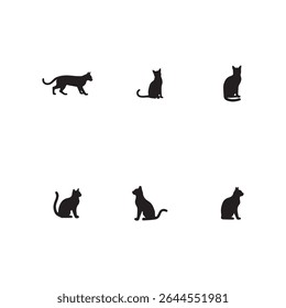 Cat Silhouette Vector | Black Cat Outline | Minimal Feline Design