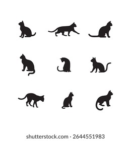 Cat Silhouette Vector | Black Cat Outline | Minimal Feline Design