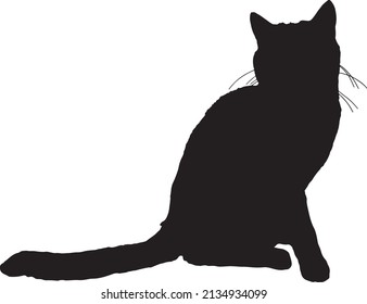 Cat silhouette vector black and white