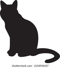 Cat silhouette vector black and white