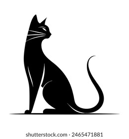 cat silhouette vector black and white