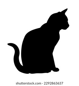 cat silhouette, vector, cat breeds, pet, sitting side view