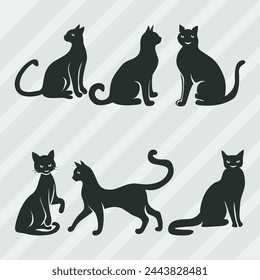 Cat Silhouette Vector Collection, Cat Symbol Set
